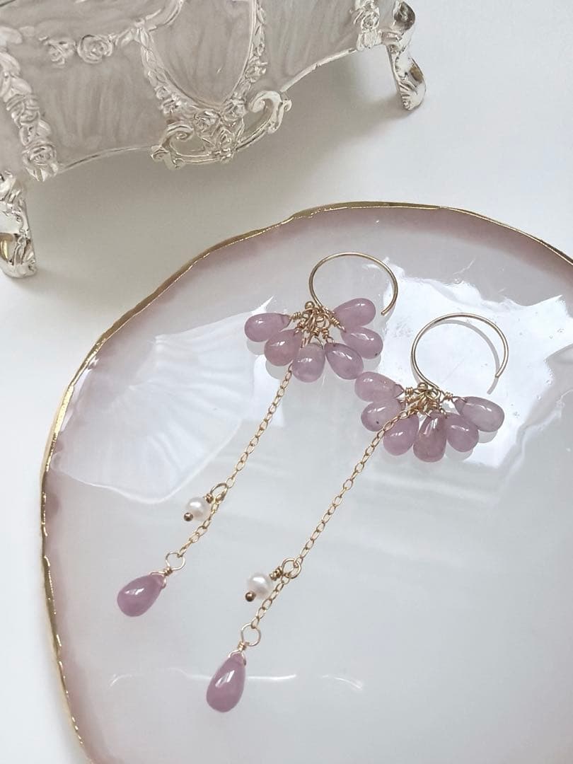 ピンクサファイア ピアス　ハンドメイド