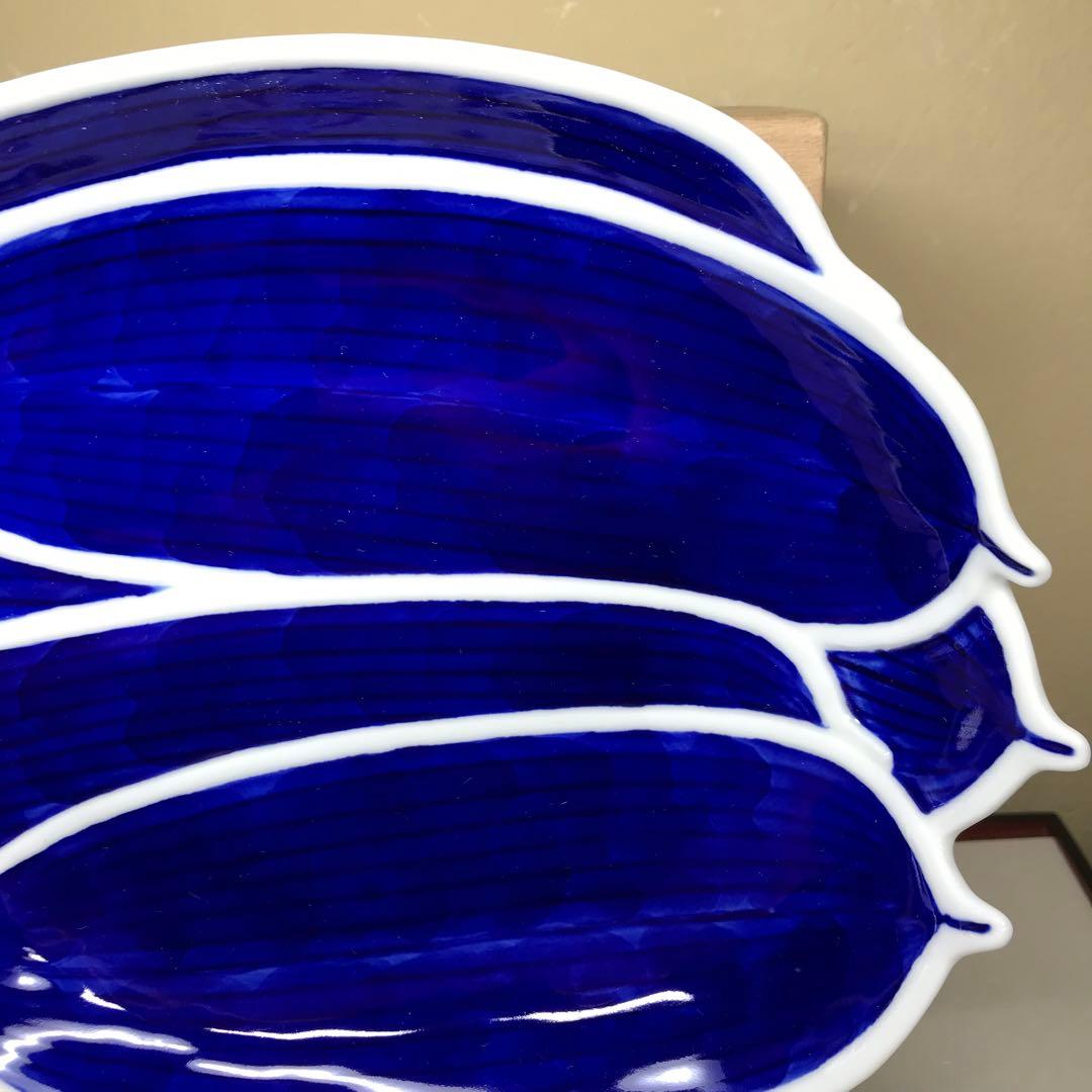 深川製磁　染付笹彫刻　笹鉢　1客　希少　共箱入り　新品未使用