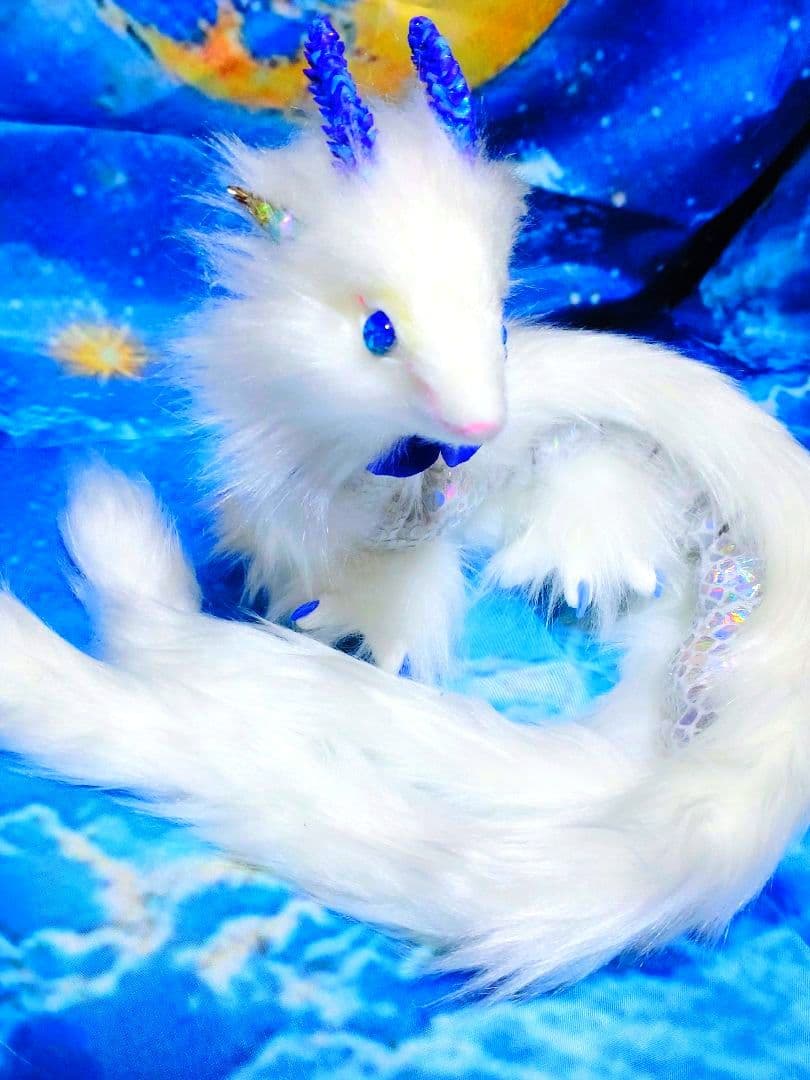 琉球ホタルガラス瞳蓄光☆双尾天龍アートドールDragonぬいぐるみ幻獣ドラゴン