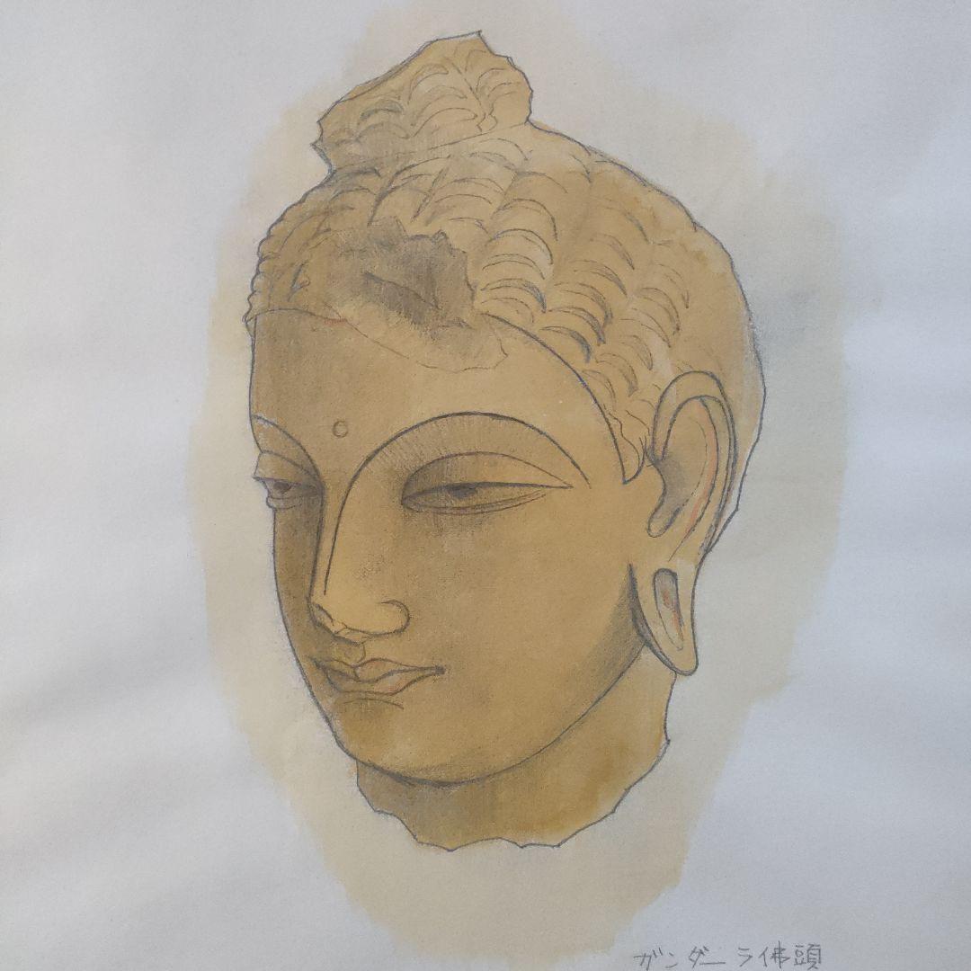 平山郁夫　リトグラフ『ガンダーラ仏頭　スワット』昭和49年8月製作