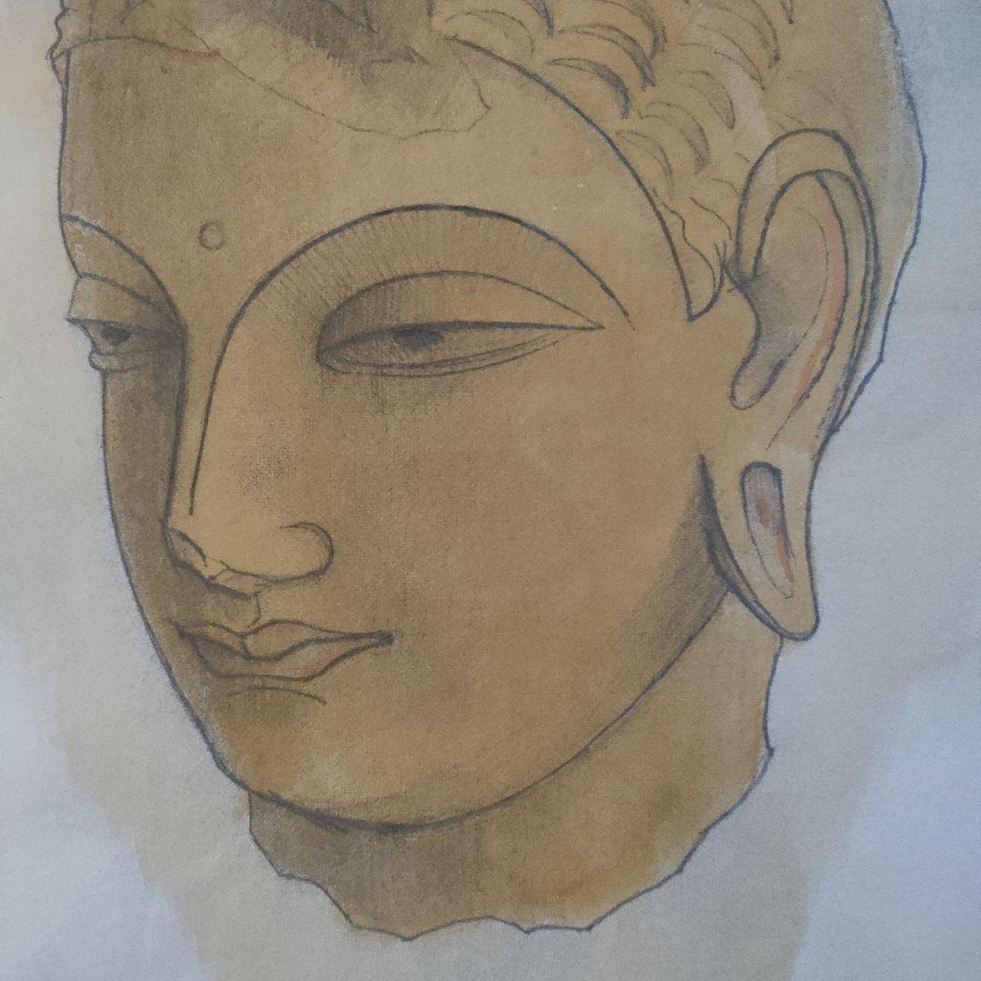 平山郁夫　リトグラフ『ガンダーラ仏頭　スワット』昭和49年8月製作