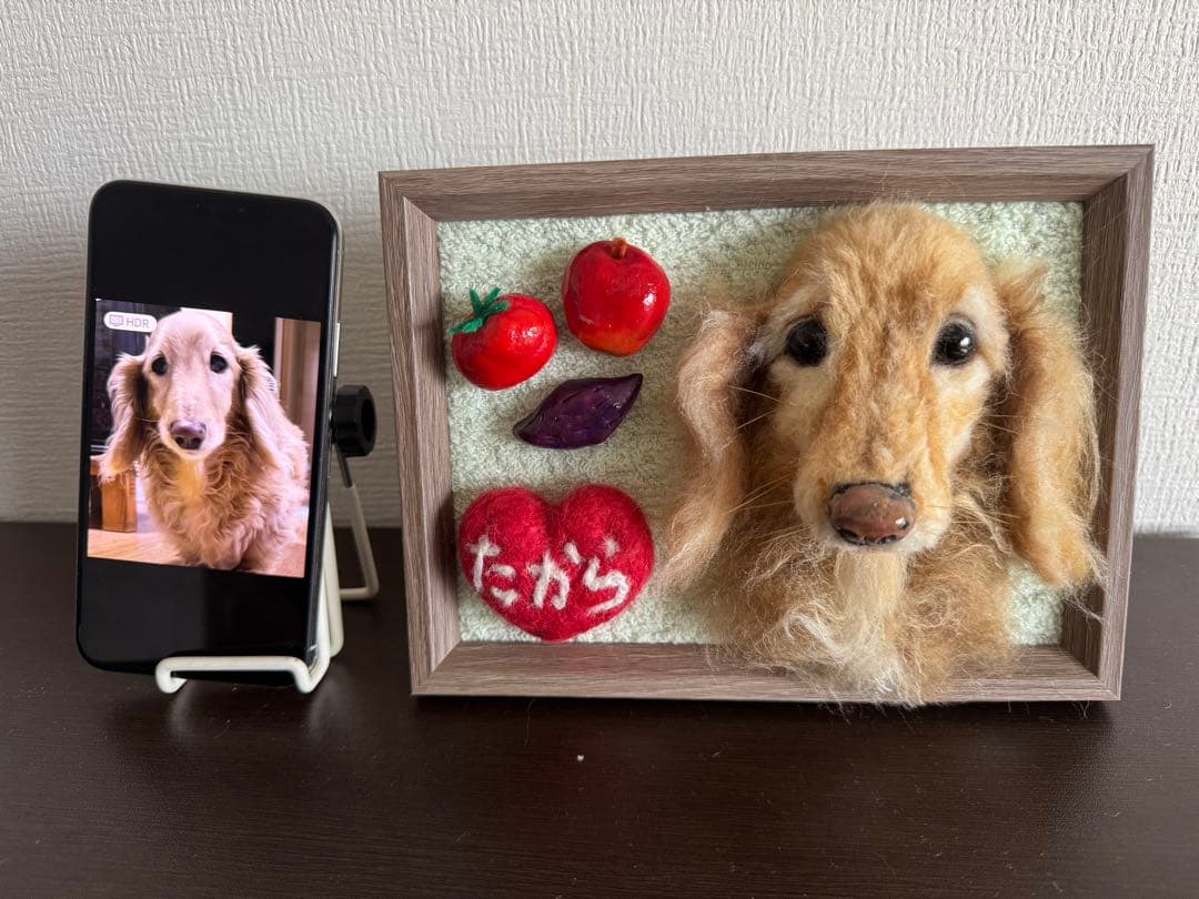 わんこ限定　羊毛フェルト作品　うちの子プレート　オーダー制作　愛犬そっくり