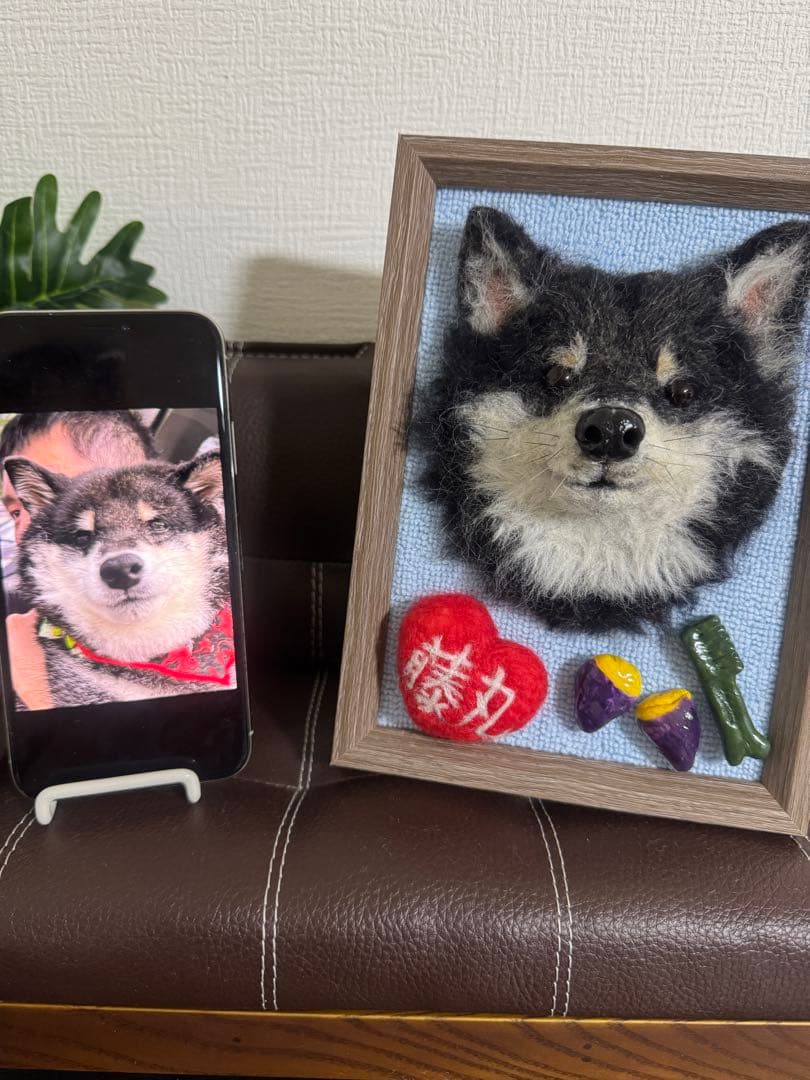 わんこ限定　羊毛フェルト作品　うちの子プレート　オーダー制作　愛犬そっくり