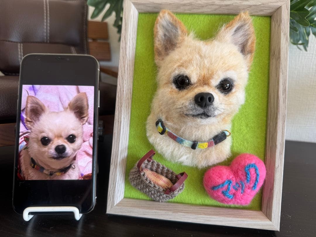 わんこ限定　羊毛フェルト作品　うちの子プレート　オーダー制作　愛犬そっくり
