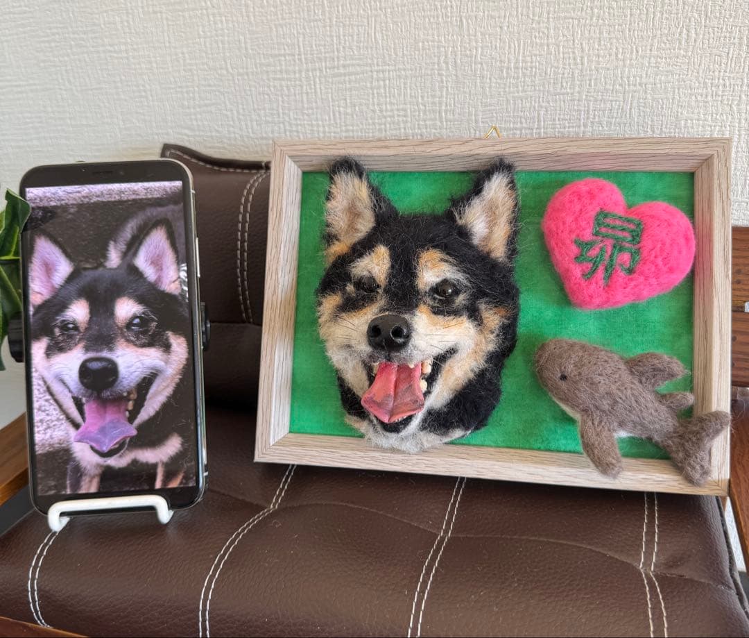 わんこ限定　羊毛フェルト作品　うちの子プレート　オーダー制作　愛犬そっくり
