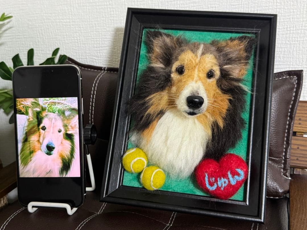 わんこ限定　羊毛フェルト作品　うちの子プレート　オーダー制作　愛犬そっくり