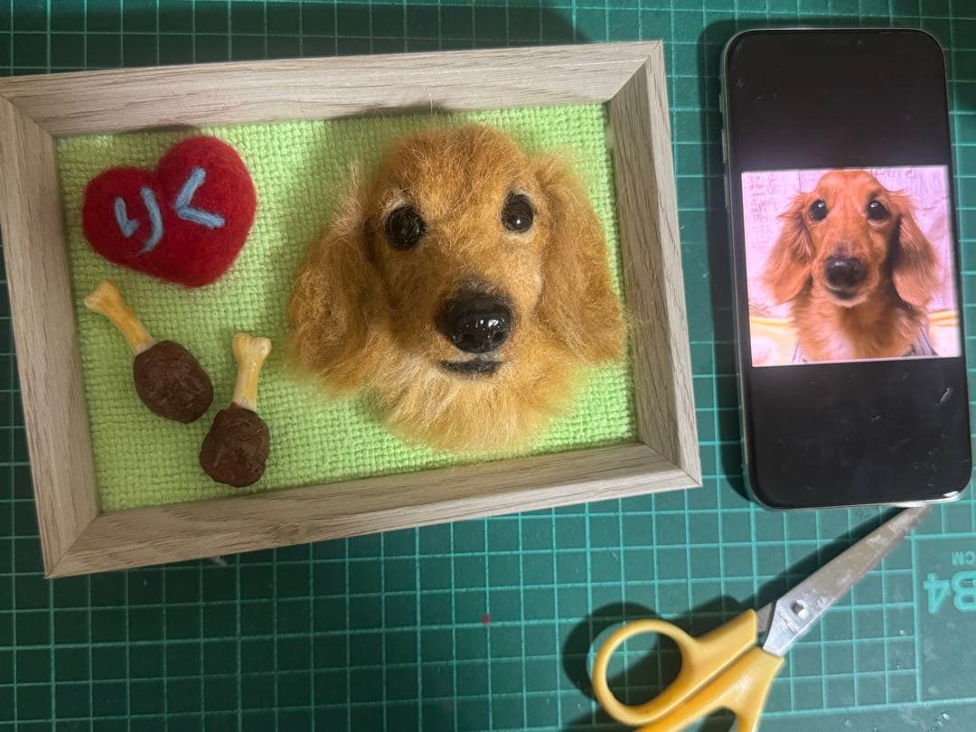 わんこ限定　羊毛フェルト作品　うちの子プレート　オーダー制作　愛犬そっくり