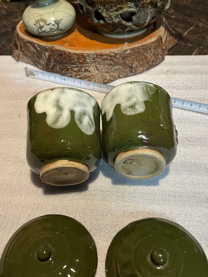 宮島焼き、宮島焼き湯呑み、アンティーク湯呑み、砂焼き湯呑み、厳島神社湯呑み、広島