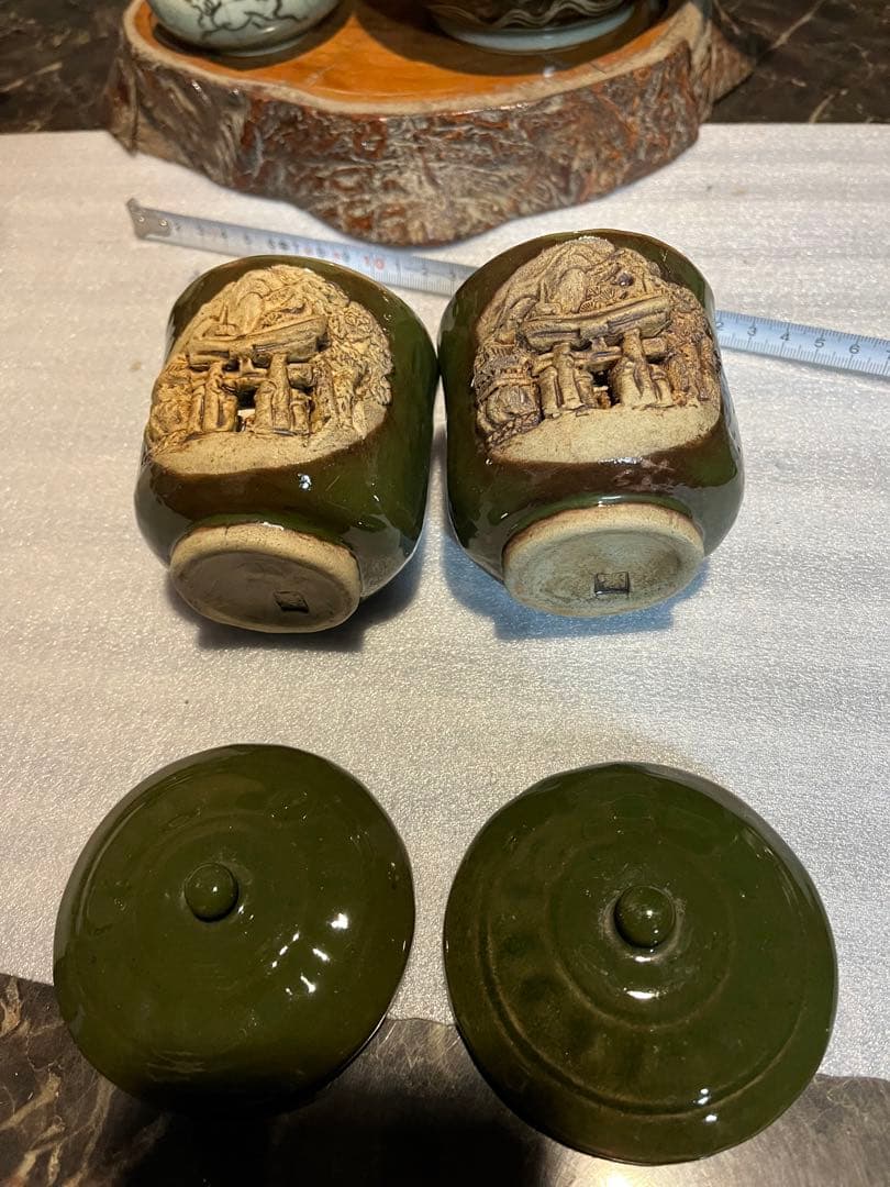 宮島焼き、宮島焼き湯呑み、アンティーク湯呑み、砂焼き湯呑み、厳島神社湯呑み、広島