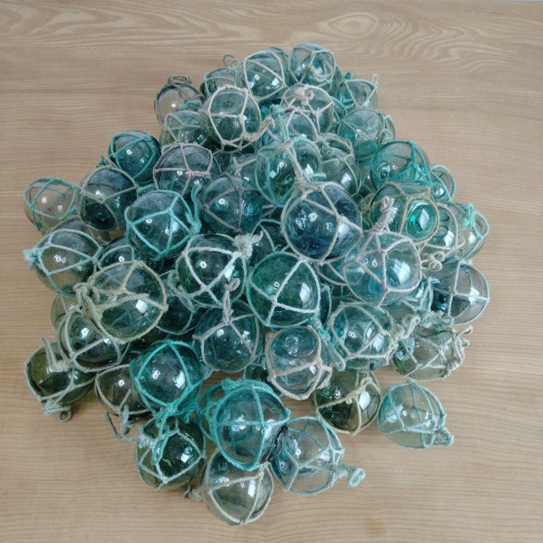 ガラス浮き球　浮き玉　ガラス玉　９４個セット　網紐付き