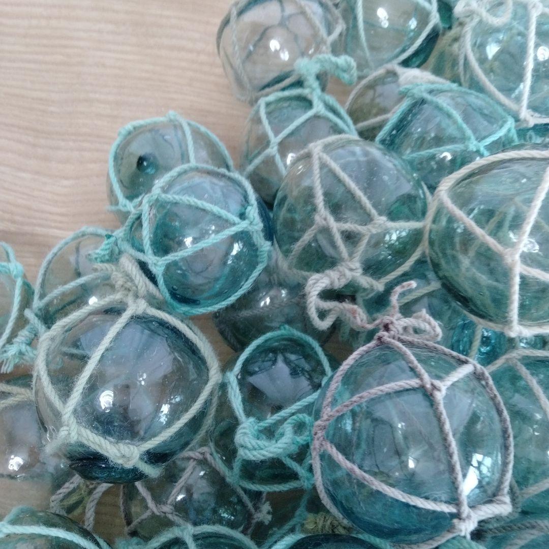 ガラス浮き球　浮き玉　ガラス玉　９４個セット　網紐付き