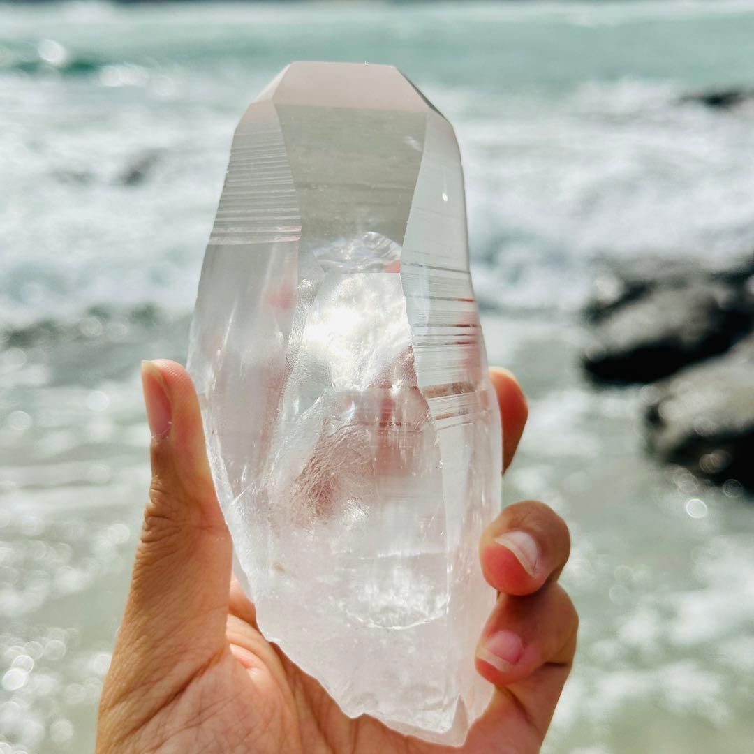 【水晶　ロック クリスタル】　バーコード入り　ビッグポイント　④