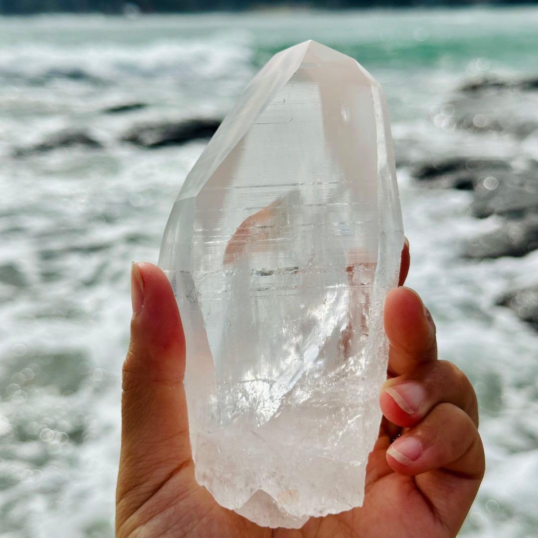 【水晶　ロック クリスタル】　バーコード入り　ビッグポイント　④