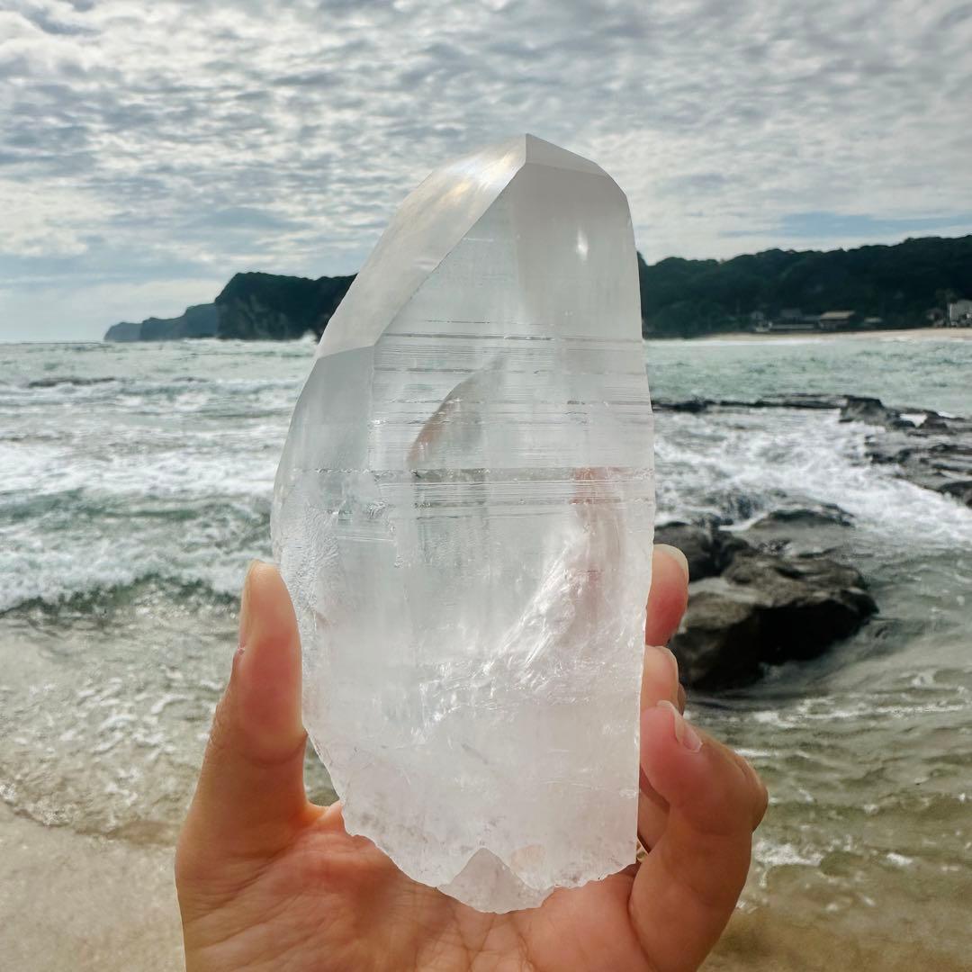 【水晶　ロック クリスタル】　バーコード入り　ビッグポイント　④