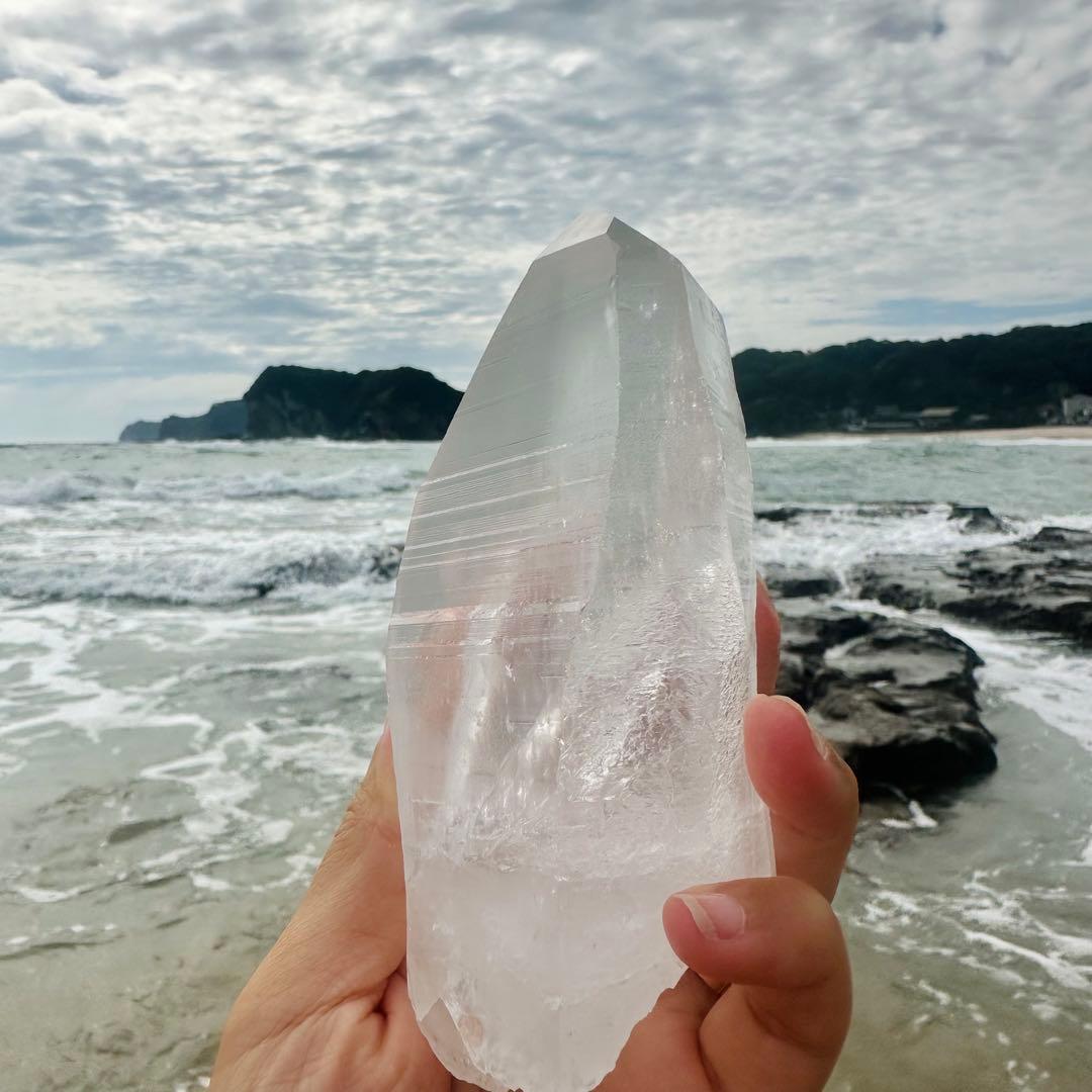 【水晶　ロック クリスタル】　バーコード入り　ビッグポイント　④