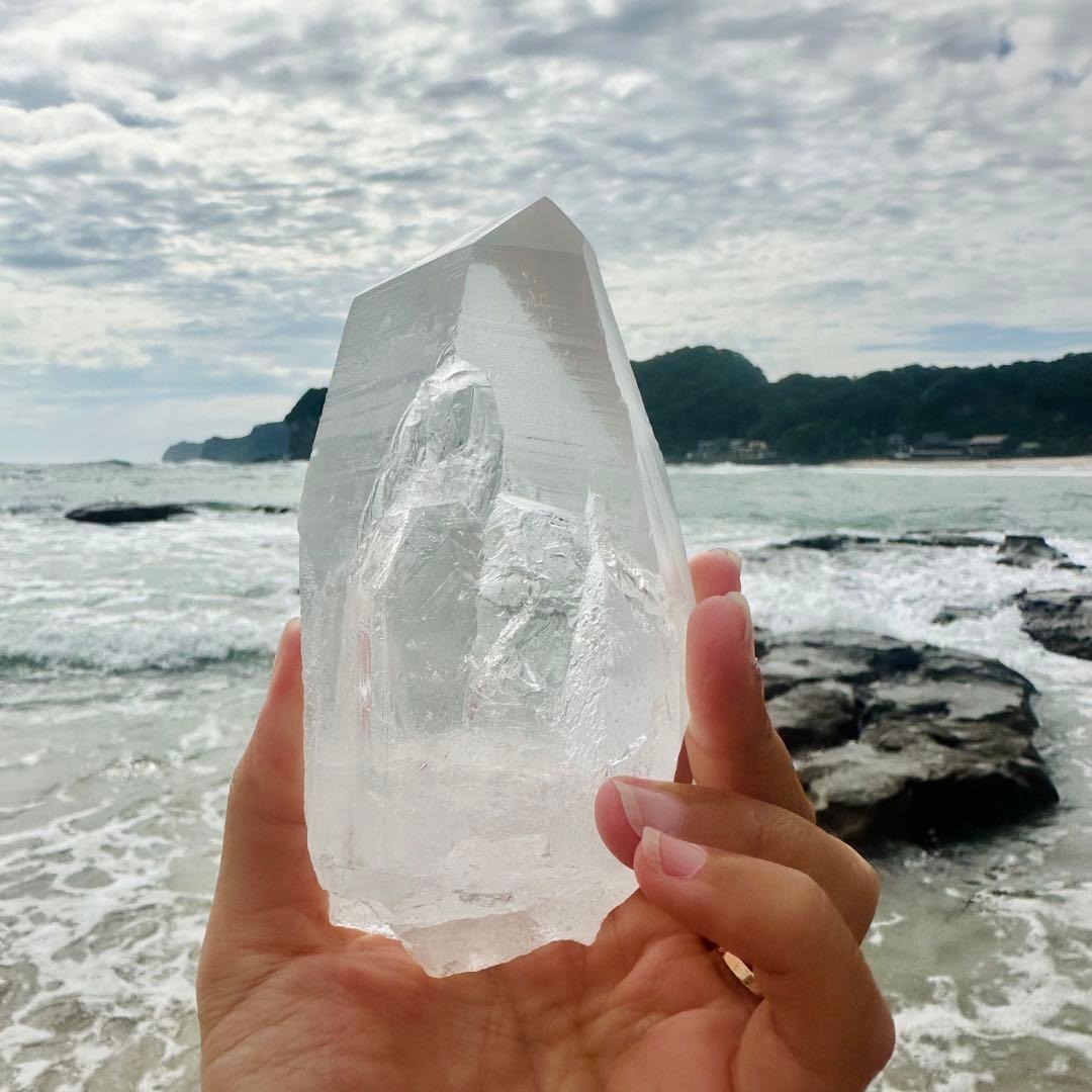 【水晶　ロック クリスタル】　バーコード入り　ビッグポイント　④