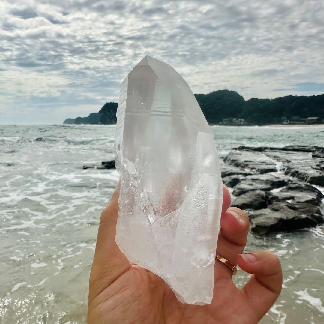 【水晶　ロック クリスタル】　バーコード入り　ビッグポイント　④