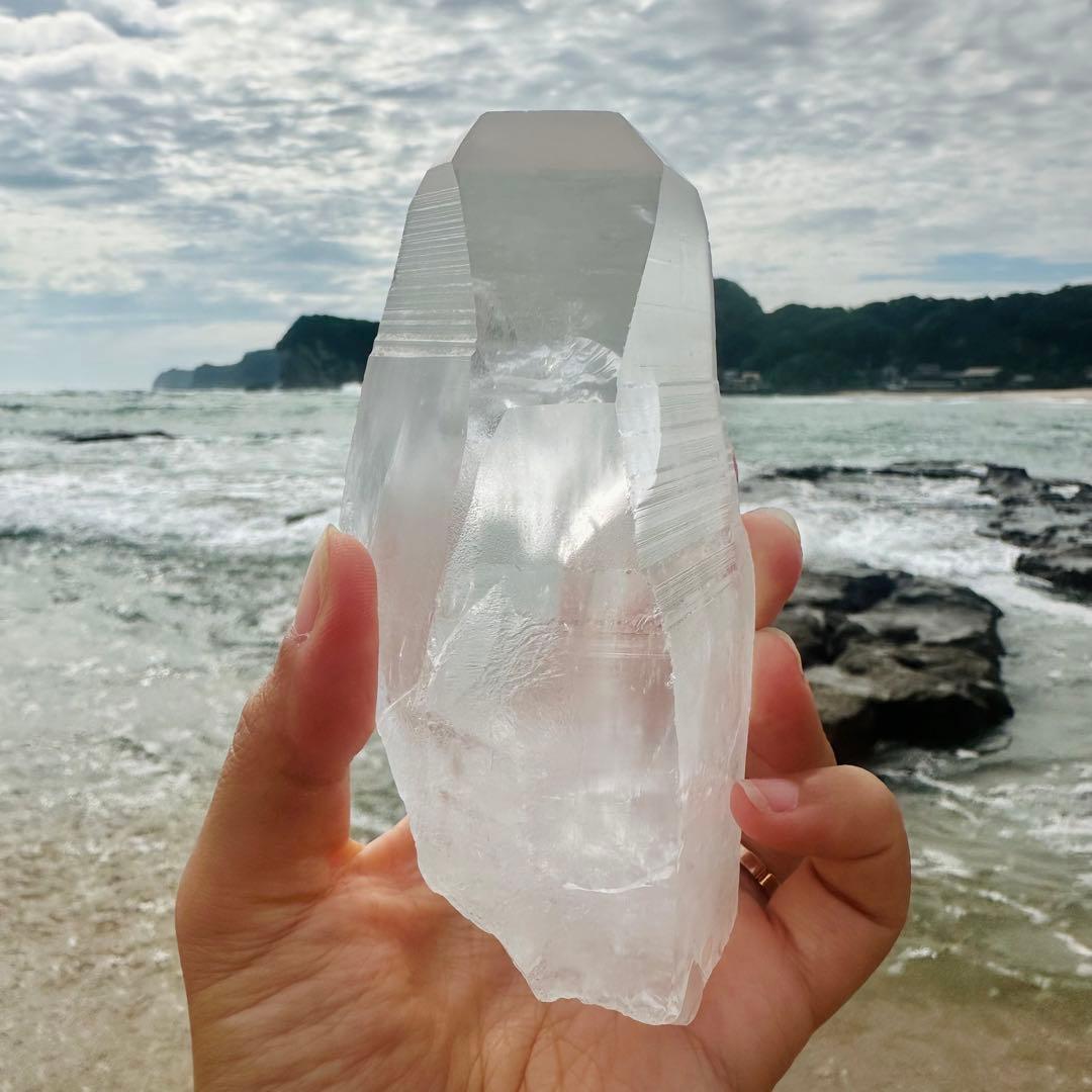 【水晶　ロック クリスタル】　バーコード入り　ビッグポイント　④