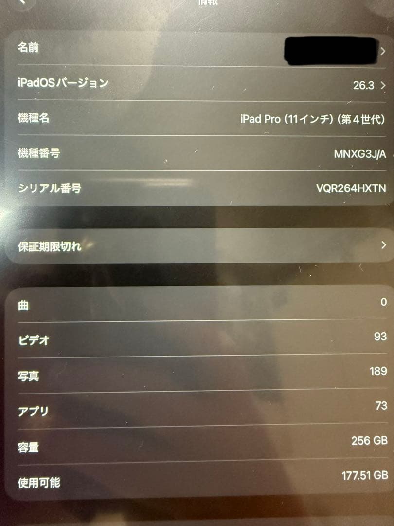 11インチiPad Pro(第4世代)WiーFi 256GB