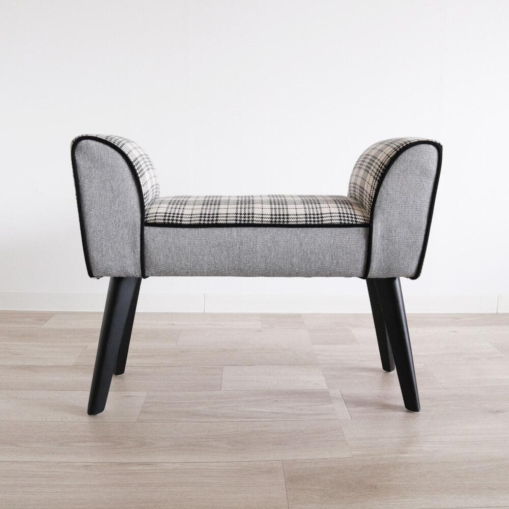 スリム型スツール チェック柄 グレー