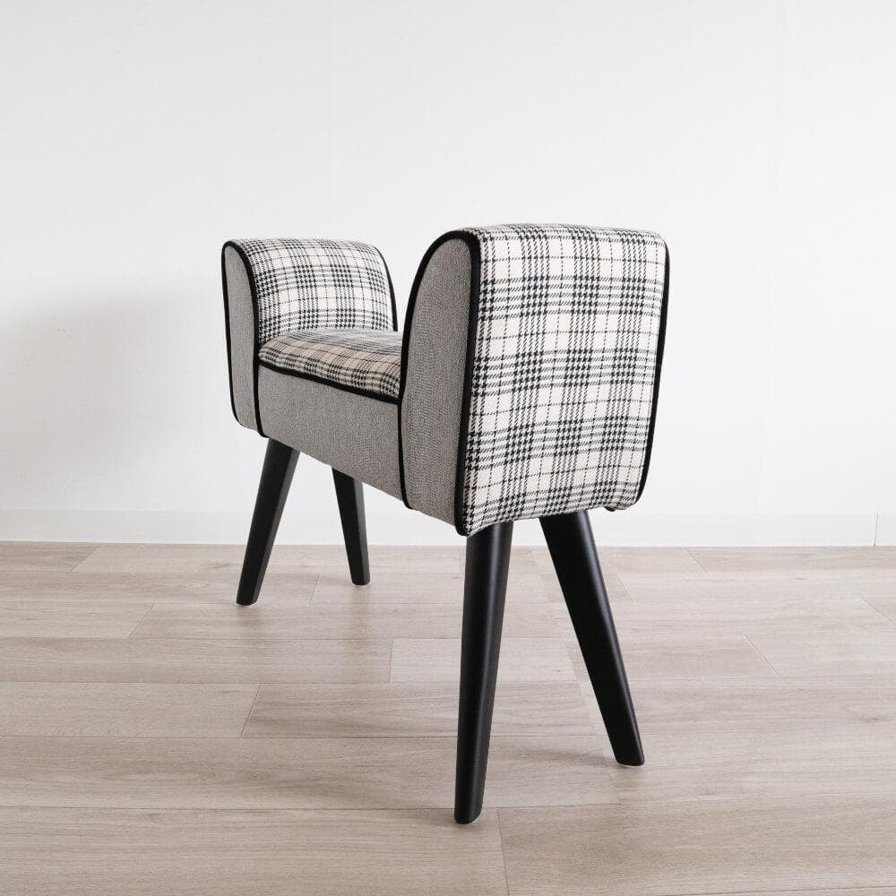 スリム型スツール チェック柄 グレー