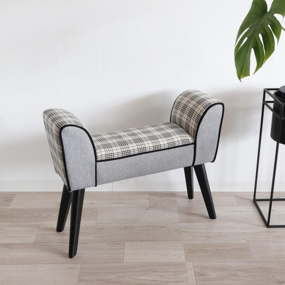 スリム型スツール チェック柄 グレー