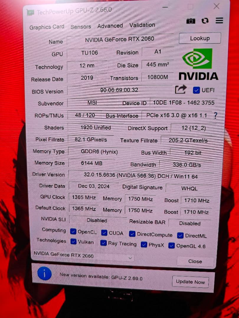 グラフィックボード・グラボ・ビデオカード MSI RTX2060 Ventus 6GB