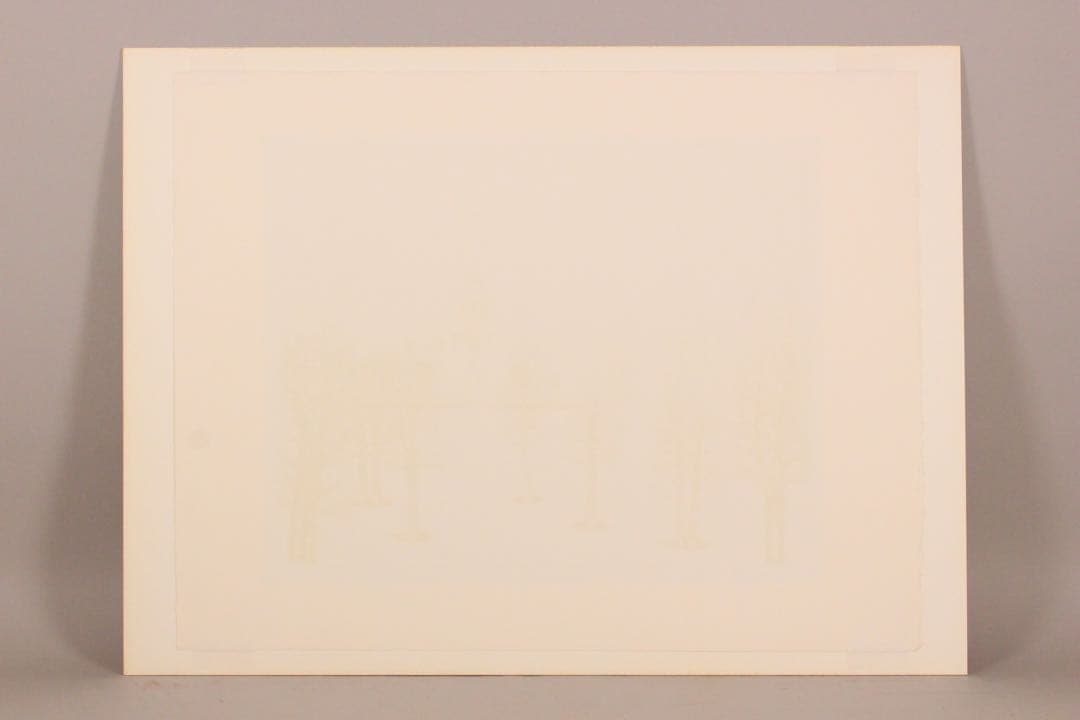 No4821 額装　根本啓　銅版画「雪原の教会」　直筆サイン　箱付　送料無料