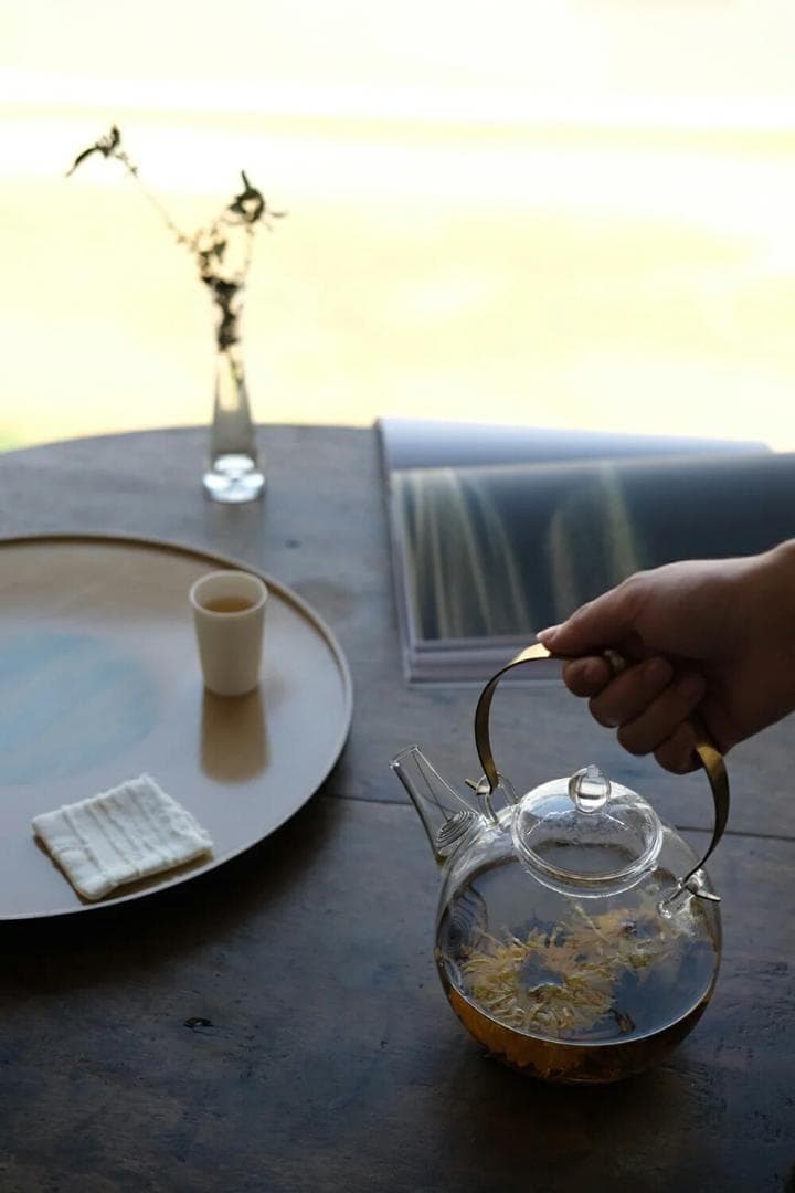 ガラスケトル 真鍮 900ml 耐熱 ガラス ティーポット まんまるポットヤカン