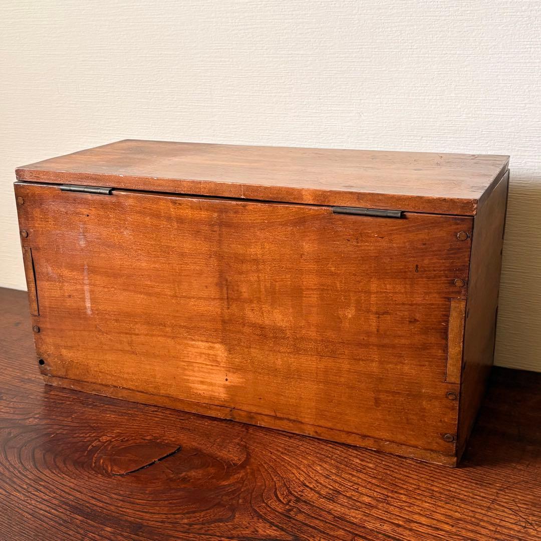 昭和初期 みゆき椿香油 木箱 欅材 商箱 古道具 収納箱