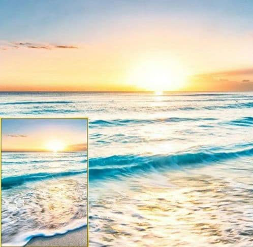 【超巨大】ビーチ風景キャンバスアート 朝日と海 3枚セット ☆ 海の絵