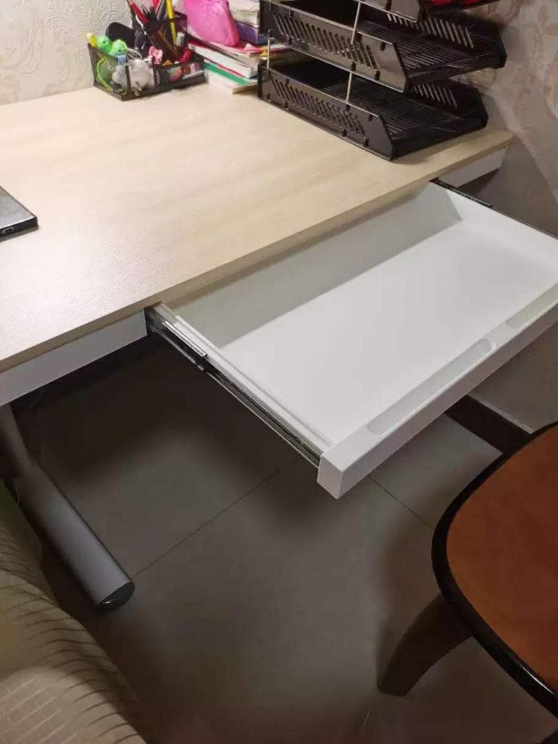 ナチュラル木製パソコンデスク 引き出し付き