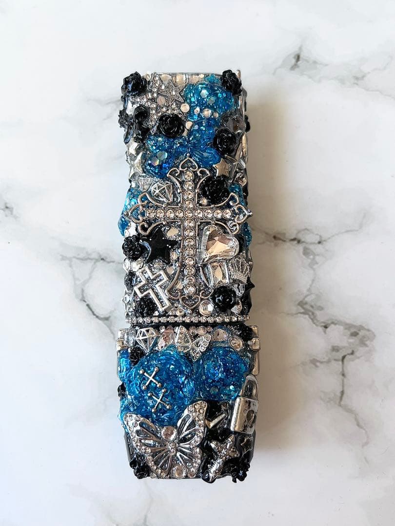 全面埋め尽くしIQOSイルマワンデコケースIQOSデコ電子タバコチャーム青ギャル