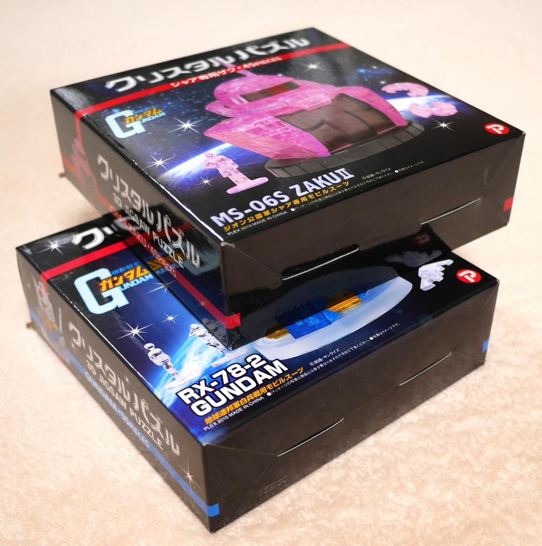 新品未開封★クリスタルパズル＆ディスプレイ ガンダムRX78 ＆ シャア専用ザク