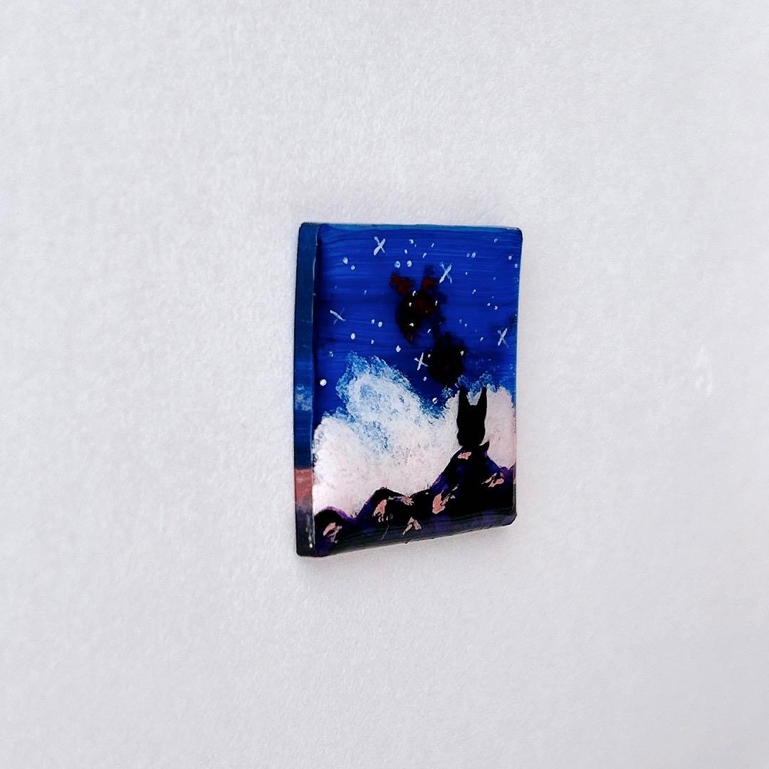 手描き　夜空⑤   ヘアゴム　ブローチ　レジン　猫　若干透け感あり