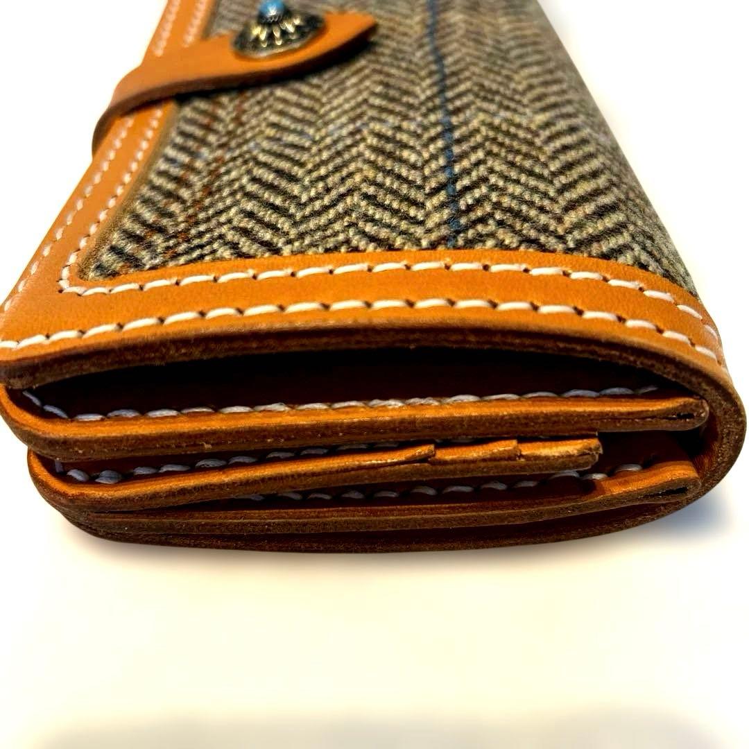 ★新品 ウール✕革長財布 カード入れ・札入れ取り外し可能