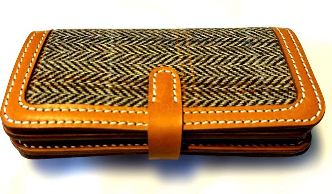 ★新品 ウール✕革長財布 カード入れ・札入れ取り外し可能