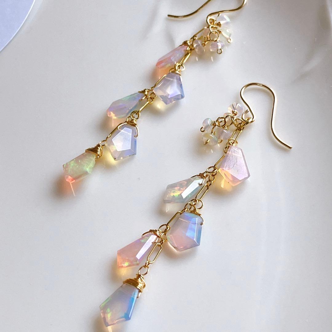 みっちゃん◆エチオピアオパールピアス✧14kgf