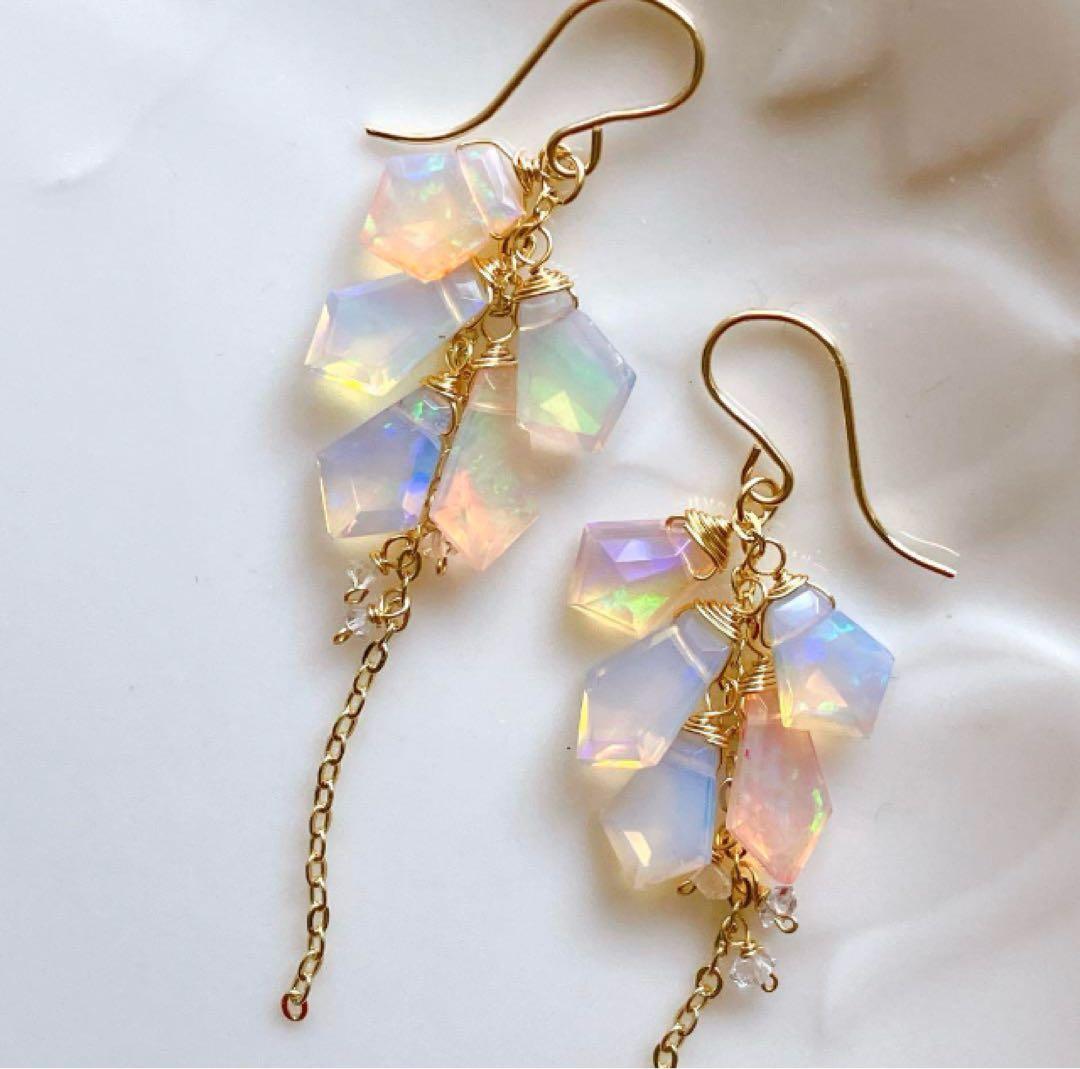 みっちゃん◆エチオピアオパールピアス✧14kgf