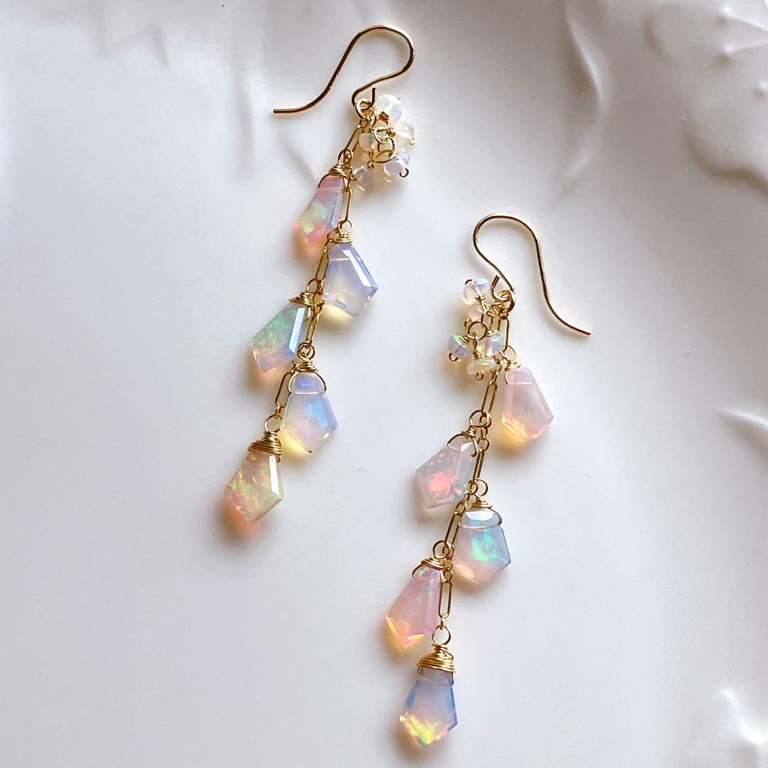 みっちゃん◆エチオピアオパールピアス✧14kgf