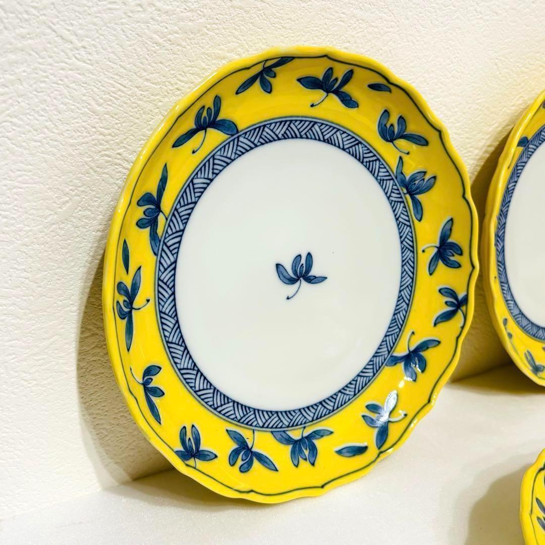 ⭐️たち吉 黄地 蘭ちらし 輪花 中皿揃 & 九谷焼 青郊窯 赤かぶ 正角皿揃⭐️