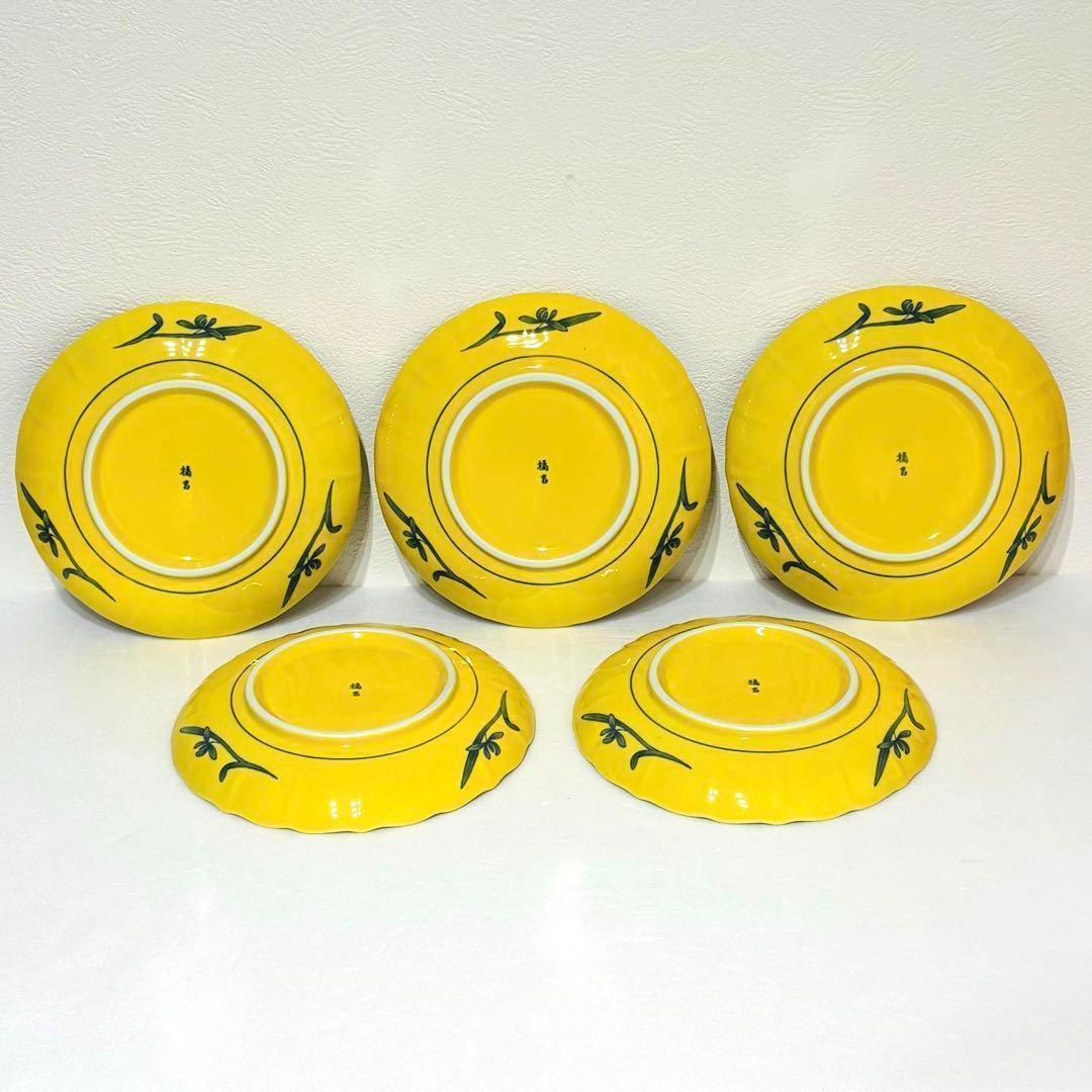 ⭐️たち吉 黄地 蘭ちらし 輪花 中皿揃 & 九谷焼 青郊窯 赤かぶ 正角皿揃⭐️