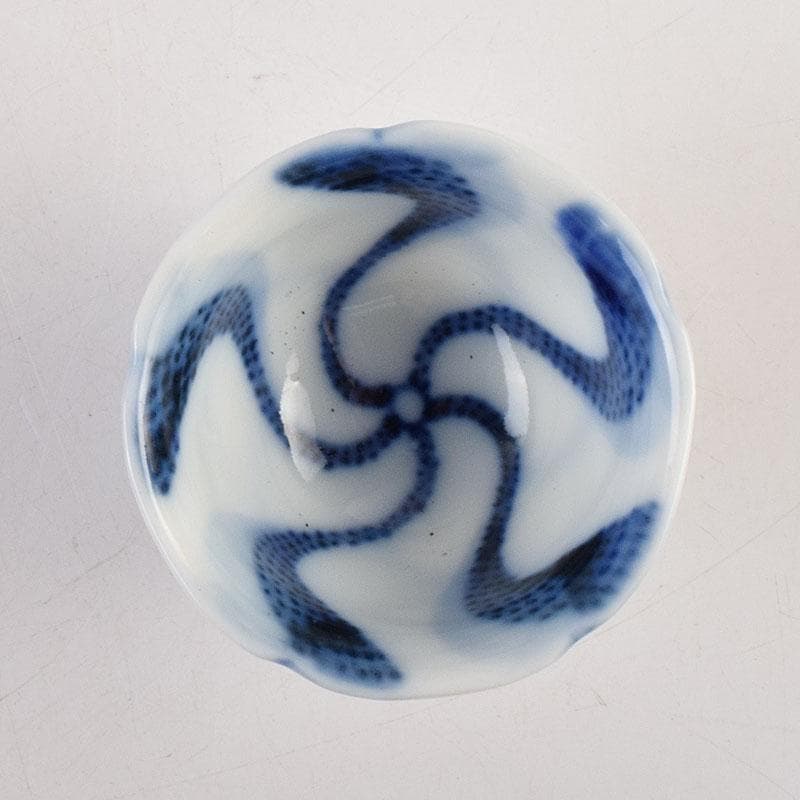 永楽善五郎　大日本永楽造　染付　捻り文　水呑　煎茶碗　五客　時代箱　MR9585