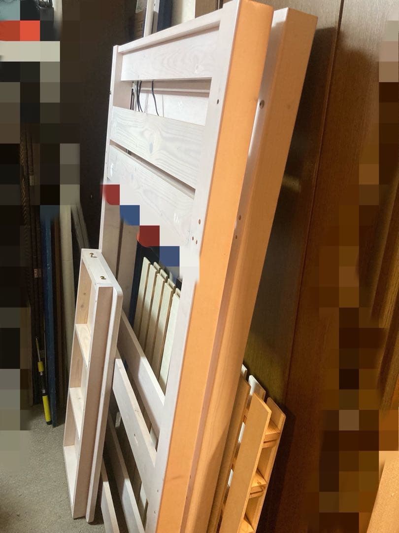 （2/23月にお届けできます）白天然木階段ロフトベッド