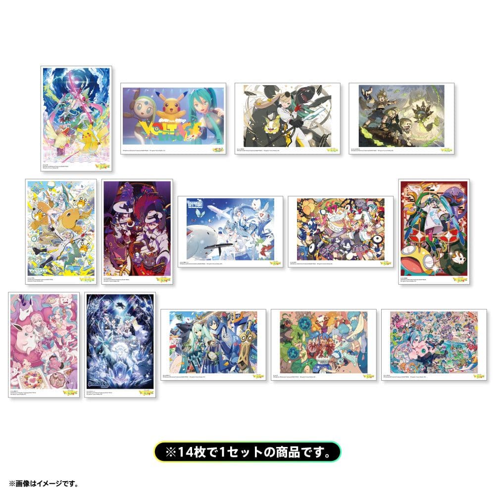 初音ミク ポケモン ポケミク ポストカードセット　A.B.C.D フルセット