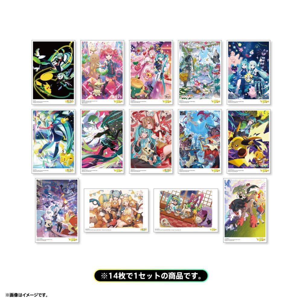 初音ミク ポケモン ポケミク ポストカードセット　A.B.C.D フルセット