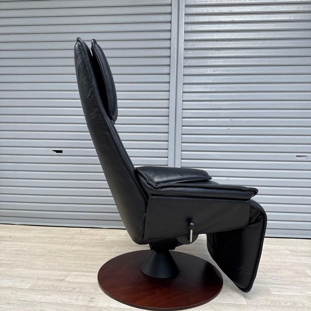 最高級 北欧 ノルウェー MODI モディ リクライニングチェア 総革 ブラック