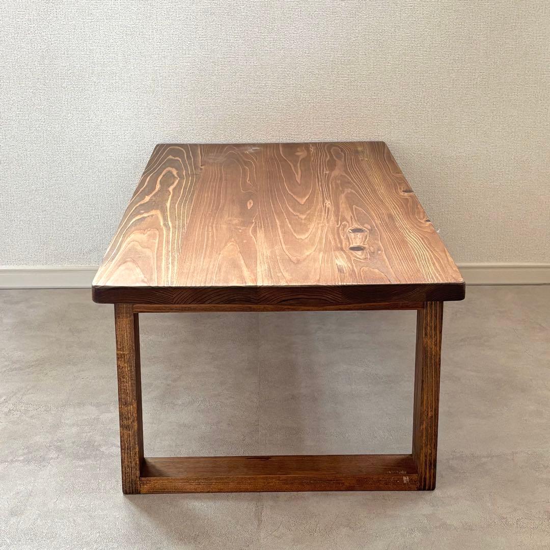 天然木 カフェ風 ローテーブル ダークウォルナット