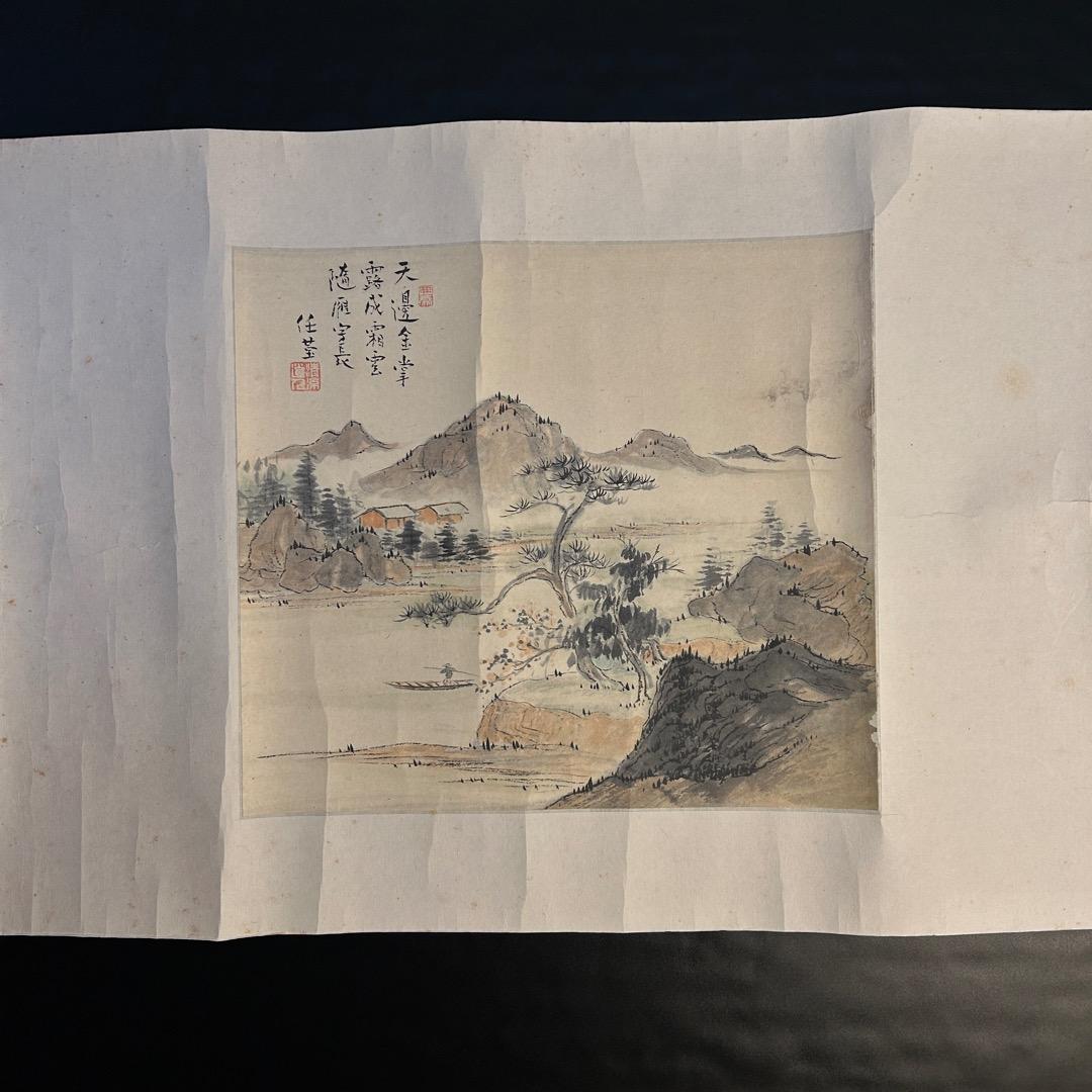 中国画家 風景画 まくり Q-447