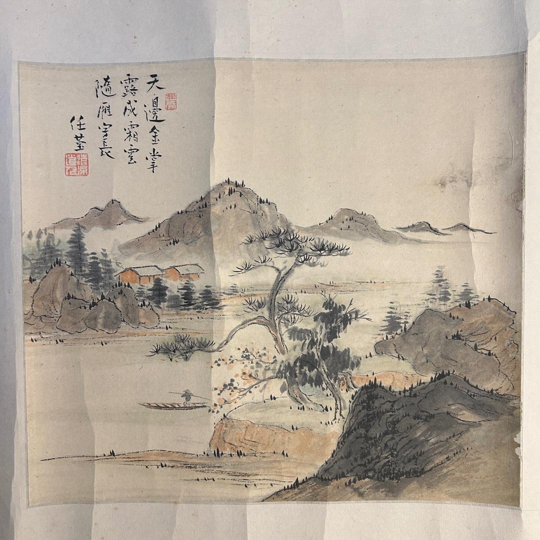 中国画家 風景画 まくり Q-447
